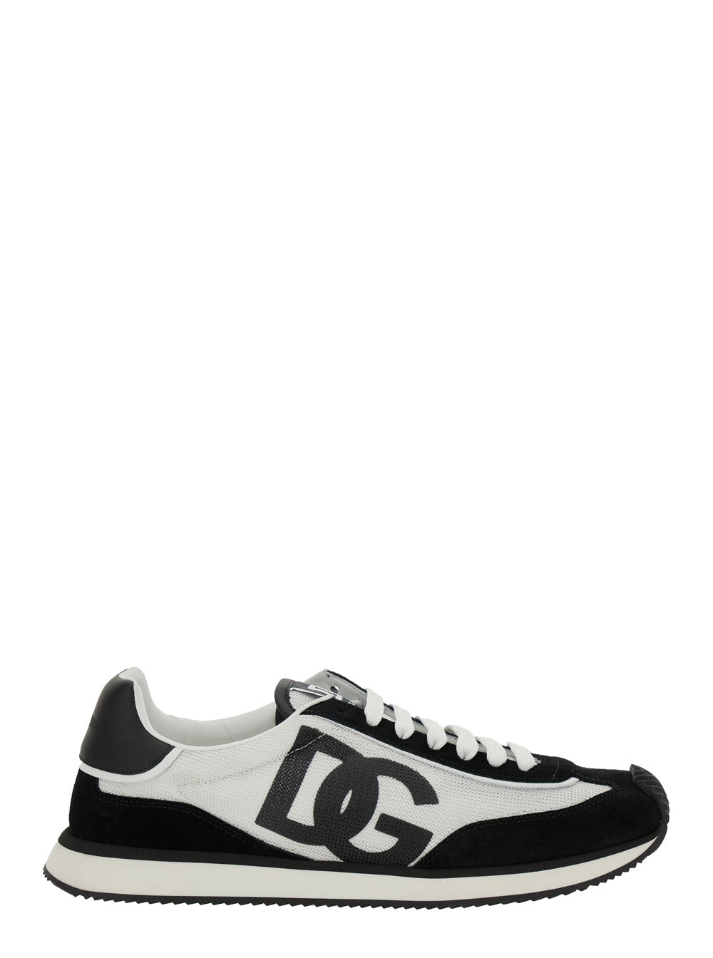 Aria Black and White Sneakers with Logo Patch on the Tongue Side in Leather for Men White/black Lamb Sheep