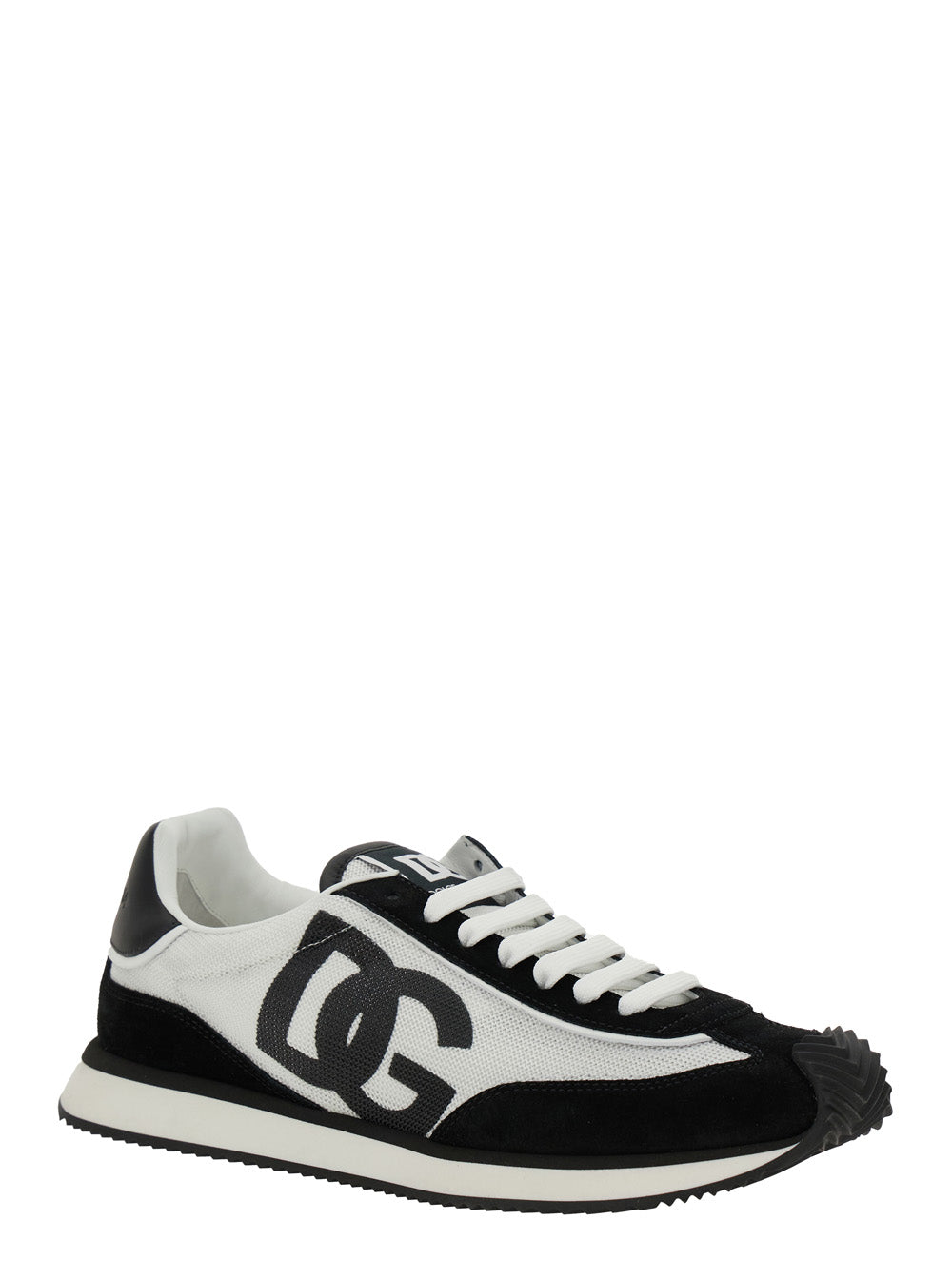 Aria Black and White Sneakers with Logo Patch on the Tongue Side in Leather for Men White/black Lamb Sheep