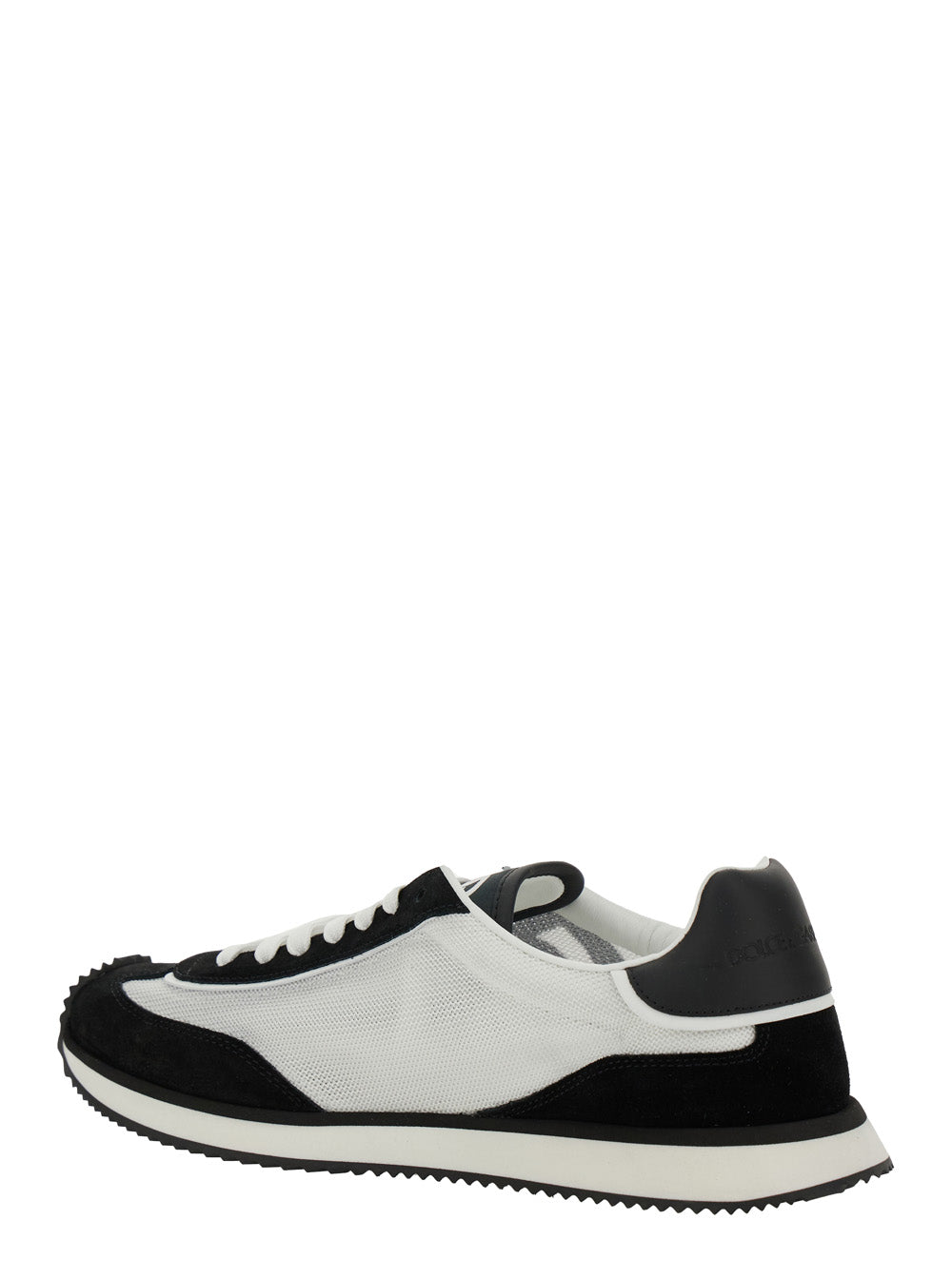 Aria Black and White Sneakers with Logo Patch on the Tongue Side in Leather for Men White/black Lamb Sheep