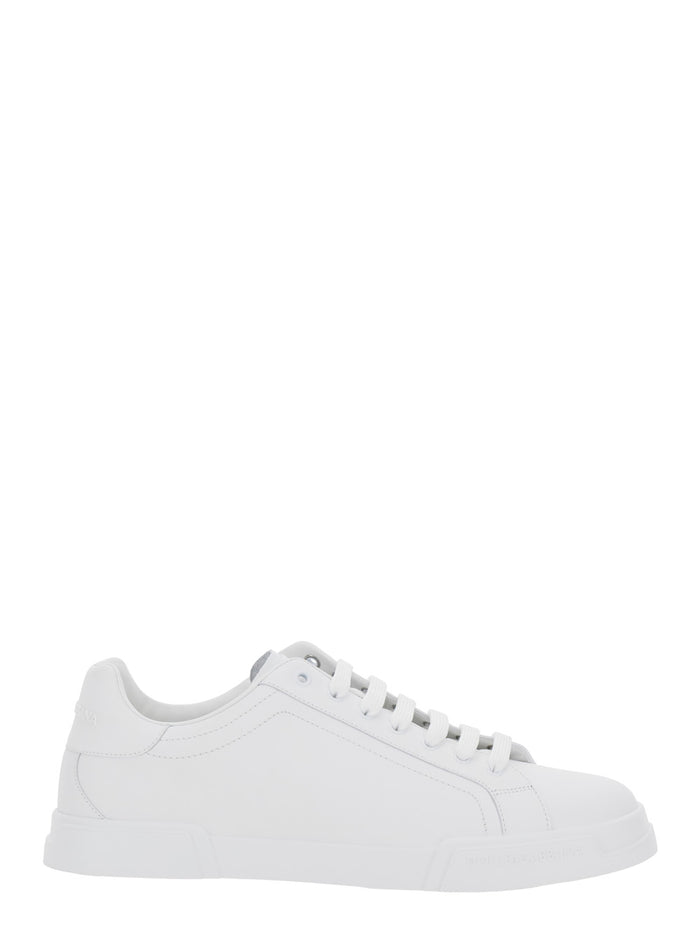 Sneaker Portofino Light with Logo Patch on the Tongue and Tone-on-Tone Lettering Heel in White Leather for Men Cotton Lamb Sheep