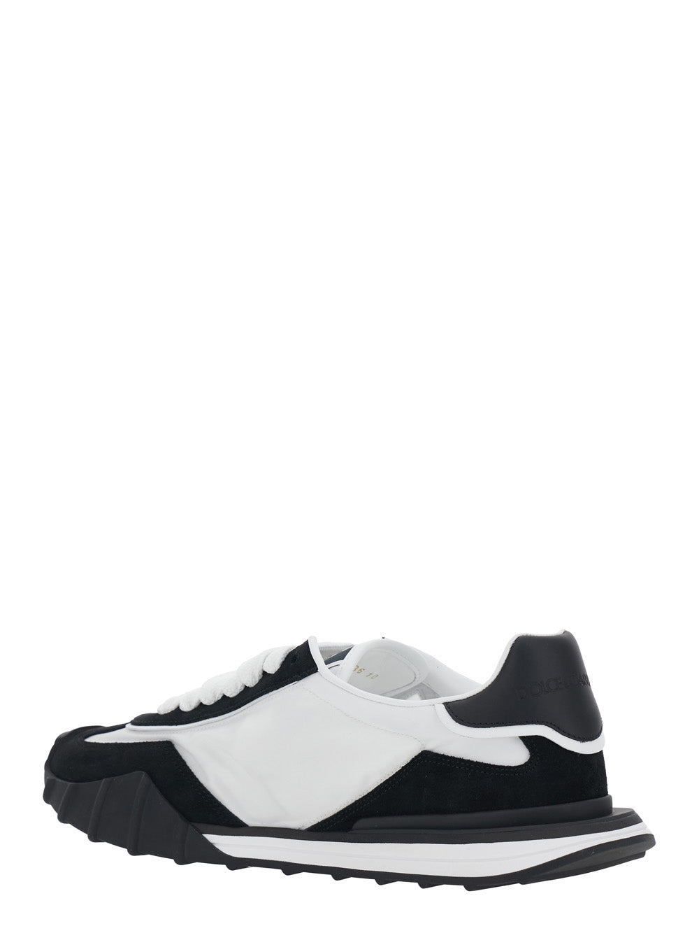 DG Athletic Black and White Low Top Sneakers with Logo Patch on the Side Tongue in Leather for Men Lamb Sheep