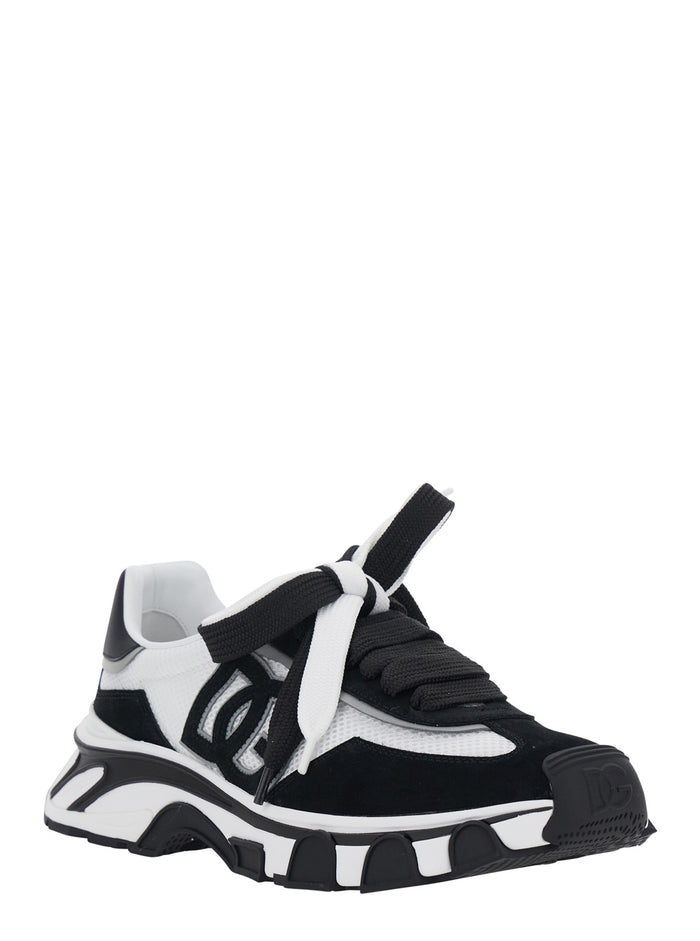Black Sneakers DG COUTRYROAD with contrasting details. Rubber sole. In leather. Men. Lamb Sheep