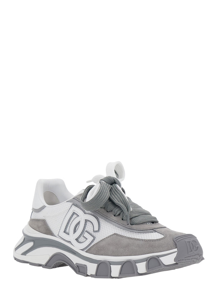 Coutryroad Gray Low Top Sneakers Patch Logo on the Tongue and Maxi Side in Leather for Men Grey Lamb Sheep