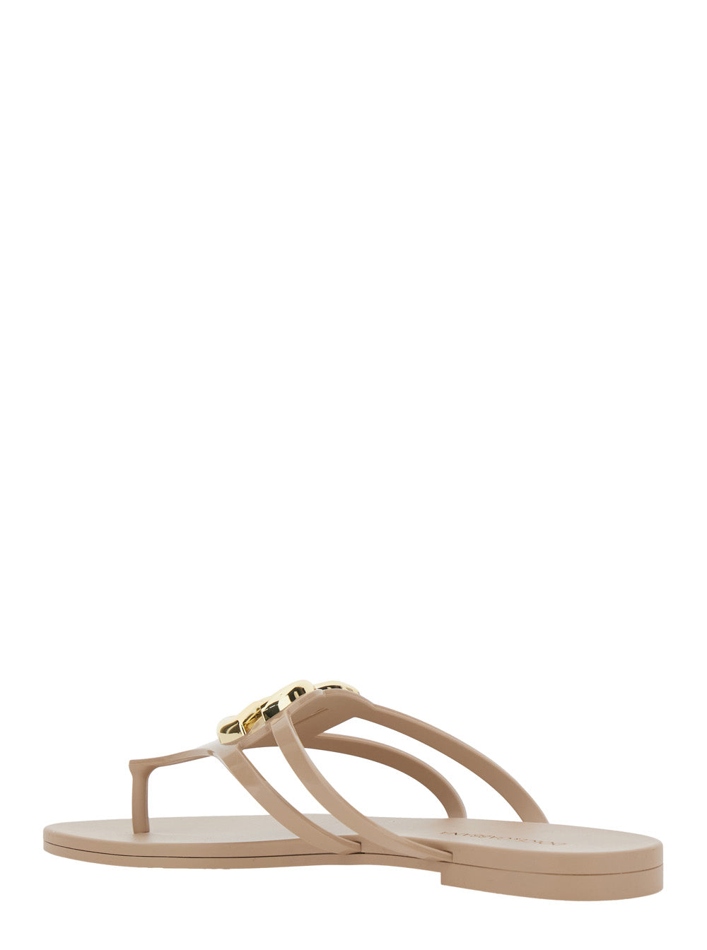 Pink Thong Sandals with Logo Plaque on the Front in Rubber Woman Flat Shoes