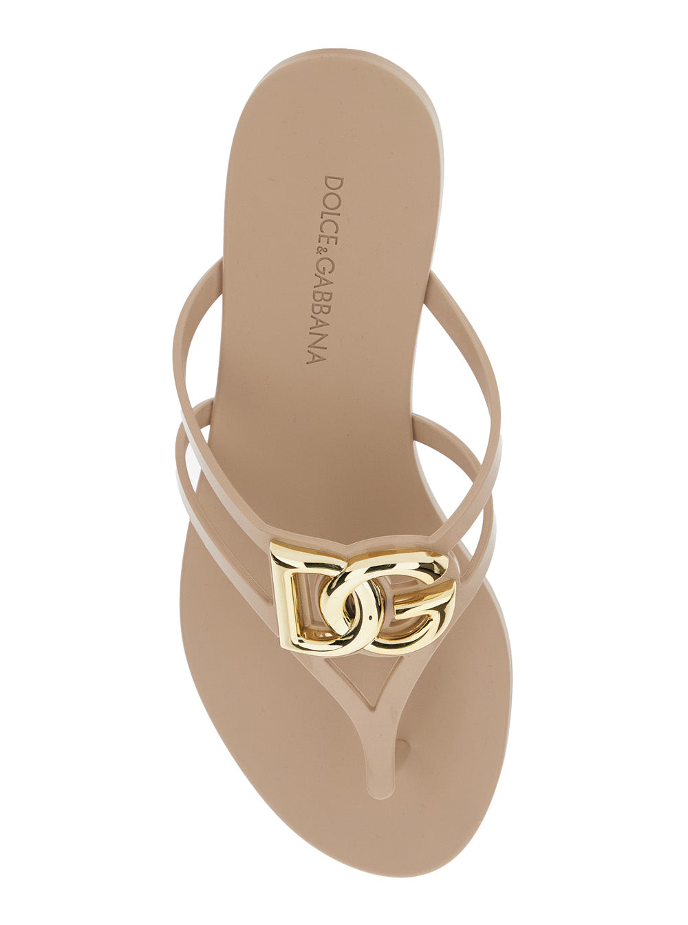 Pink Thong Sandals with Logo Plaque on the Front in Rubber Woman Flat Shoes