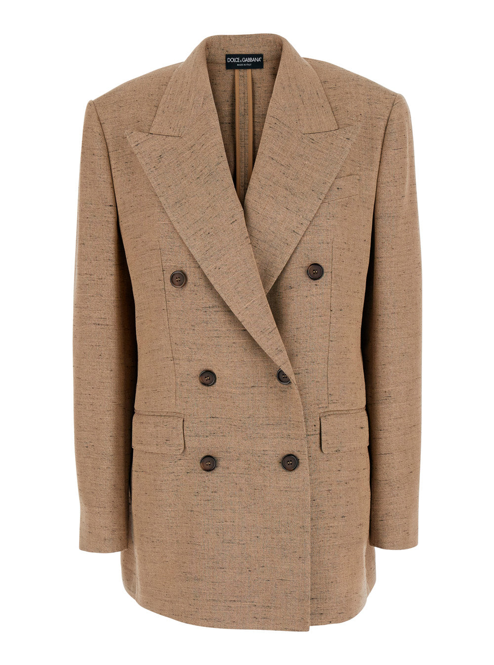Double-breasted F29YFTHUMWCS8230 Jacket with Peak revers in Tech Fabric Beige Women Acetate Silk Blazers