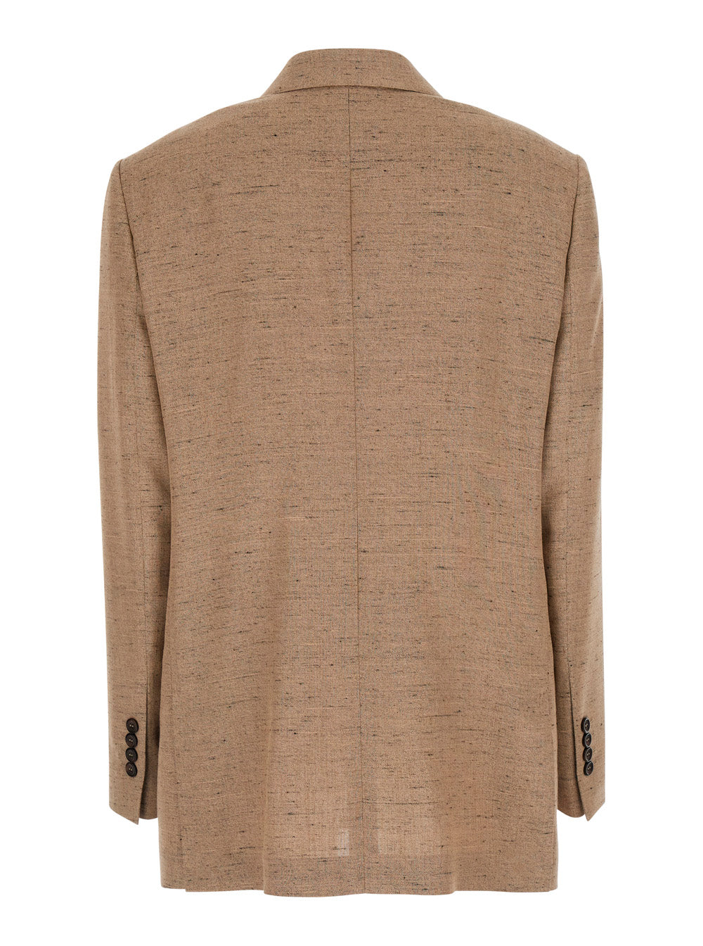 Double-breasted F29YFTHUMWCS8230 Jacket with Peak revers in Tech Fabric Beige Women Acetate Silk Blazers