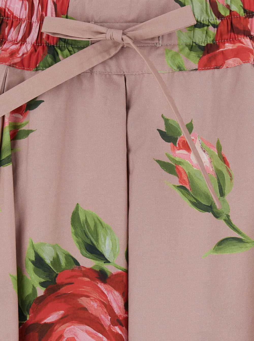 Pink Skirt With Elasticated Waist And All-Over Floral Print Cotton For Women