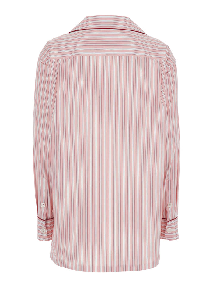 Striped Shirt With Classic Collar In Pink Cotton For Women And Blouses
