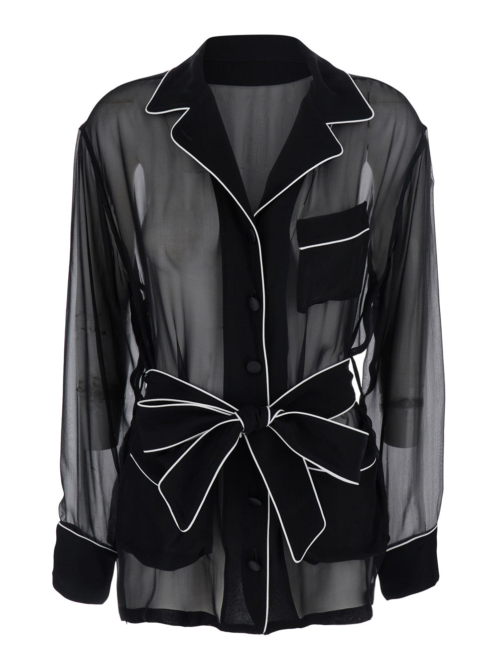 Black Vanity Chiffon Tunic Shirt With Details Womens Fabric And Blouses