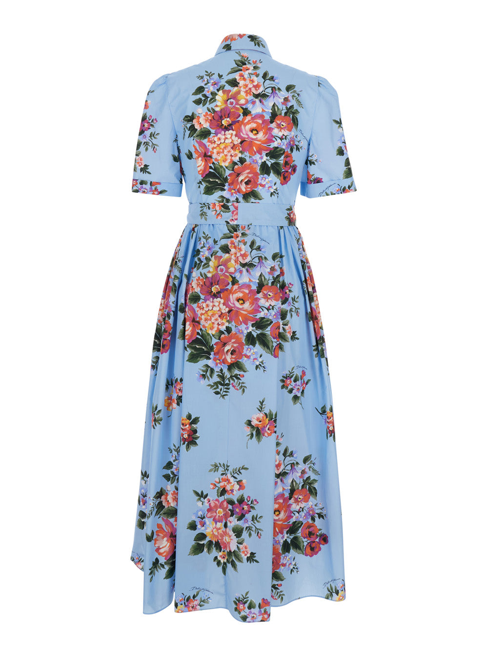 Multicolor Dress with Floral Print and Waist Knot in cotton Woman