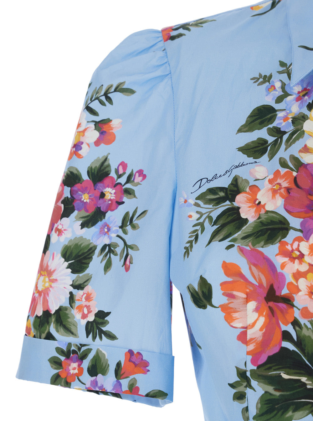 Multicolor Dress with Floral Print and Waist Knot in cotton Woman
