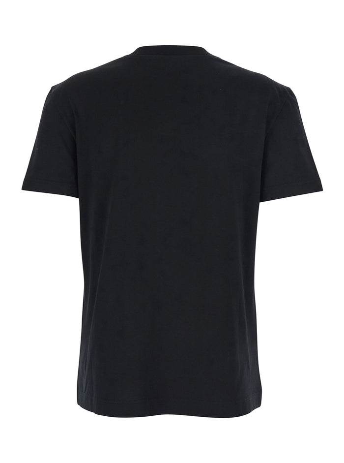 Black T-Shirt with Logo Embroidery and Beads on the Front in Cotton for Women Tshirts Polo Shirts