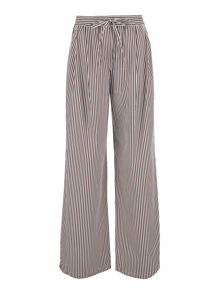 Brown Mens Striped Pants In Tech Fabric Trousers