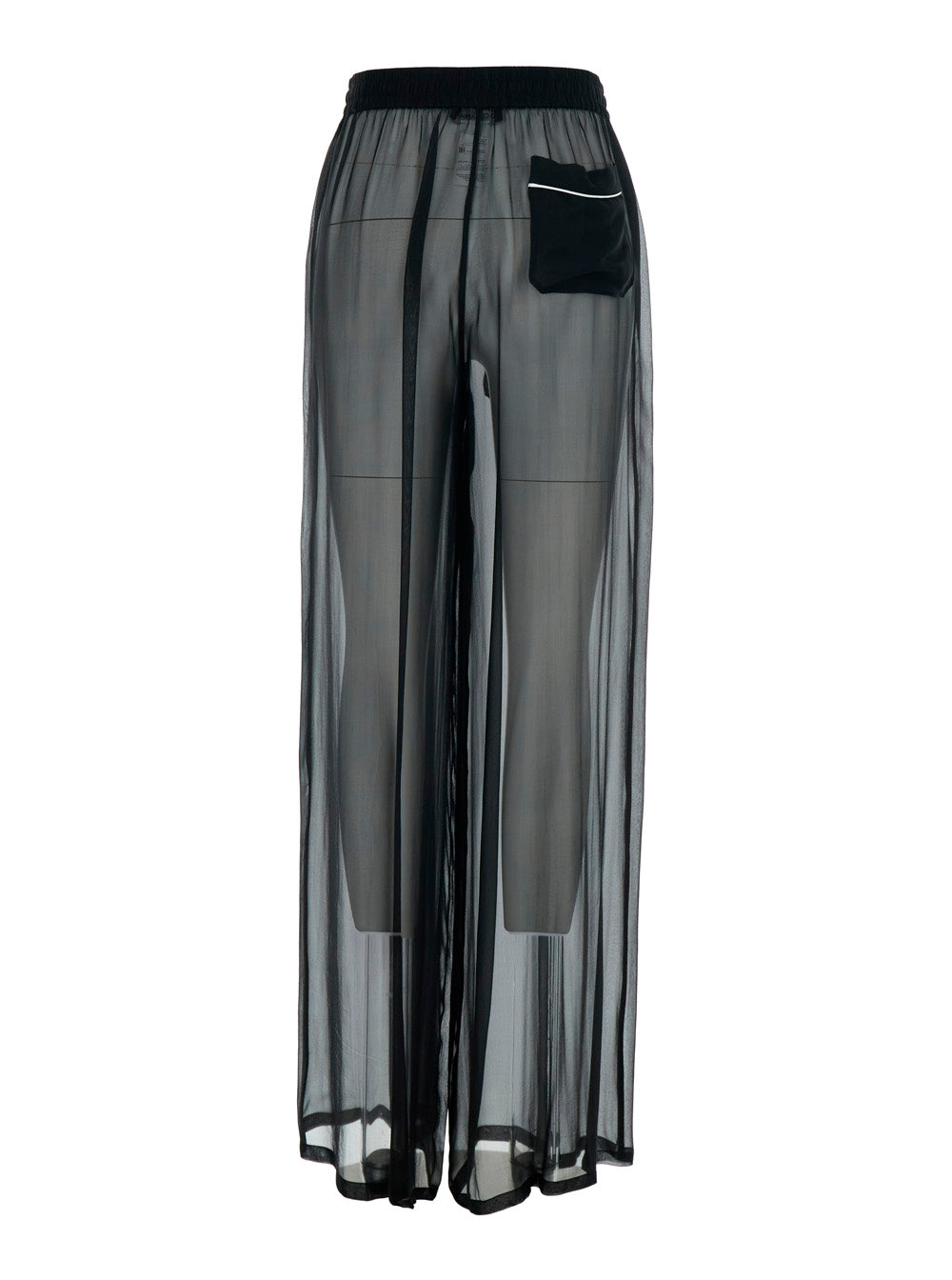 Black Chiffon Pants With High Waist And Pleated Details For Women Trousers