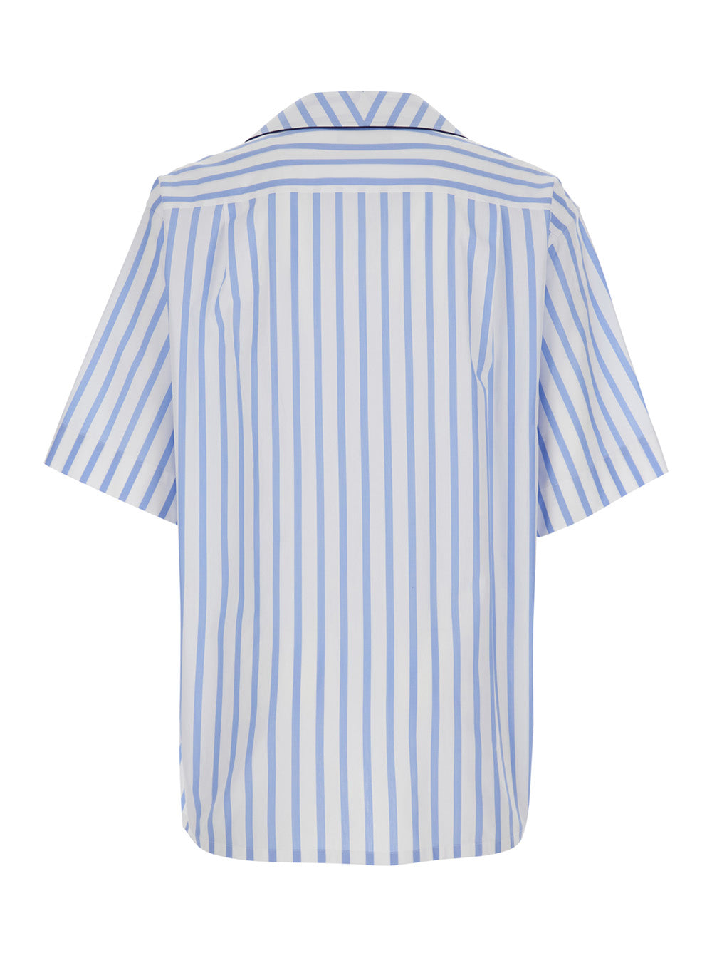 Look 11 Hawaiian Collar Shirt Blue With Floral Pattern In Cotton Women Light And Blouses