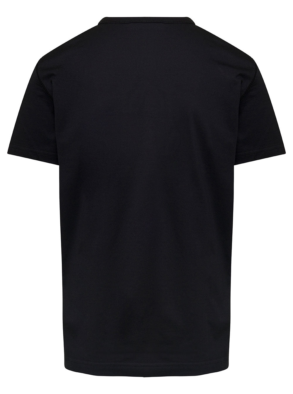 Black T-Shirt with Logo Tag on the Front in Cotton for Men Tshirts And Polo Shirts