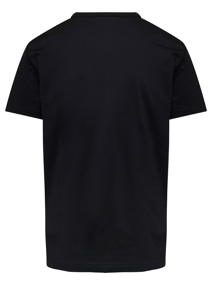 Black T-Shirt with Logo Tag on the Front in Cotton for Men Tshirts And Polo Shirts