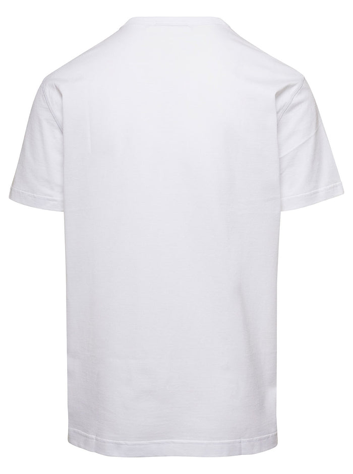 Crew Neck Logo White T-Shirt with Tag for Men Cotton Tshirts And Polo Shirts