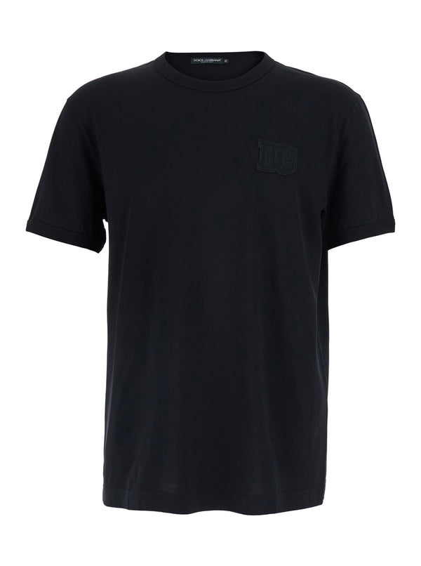T-Shirt Crew Neck Black Cotton T-shirts