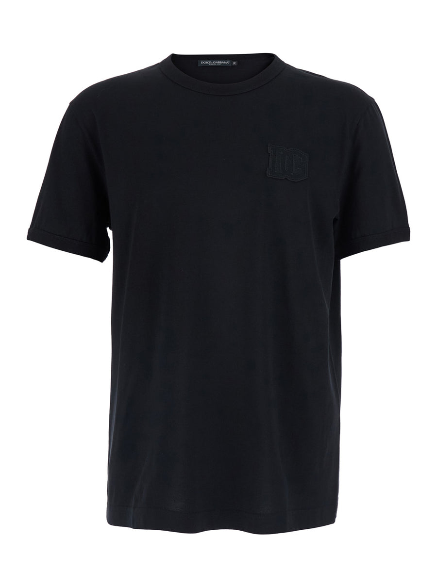 T-Shirt Crew Neck Black Cotton T-shirts