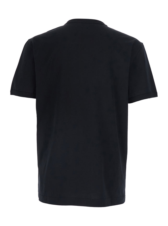 Black Crew neck T-Shirt with Logo on the Front in Cotton for Men Tshirts And Polo Shirts