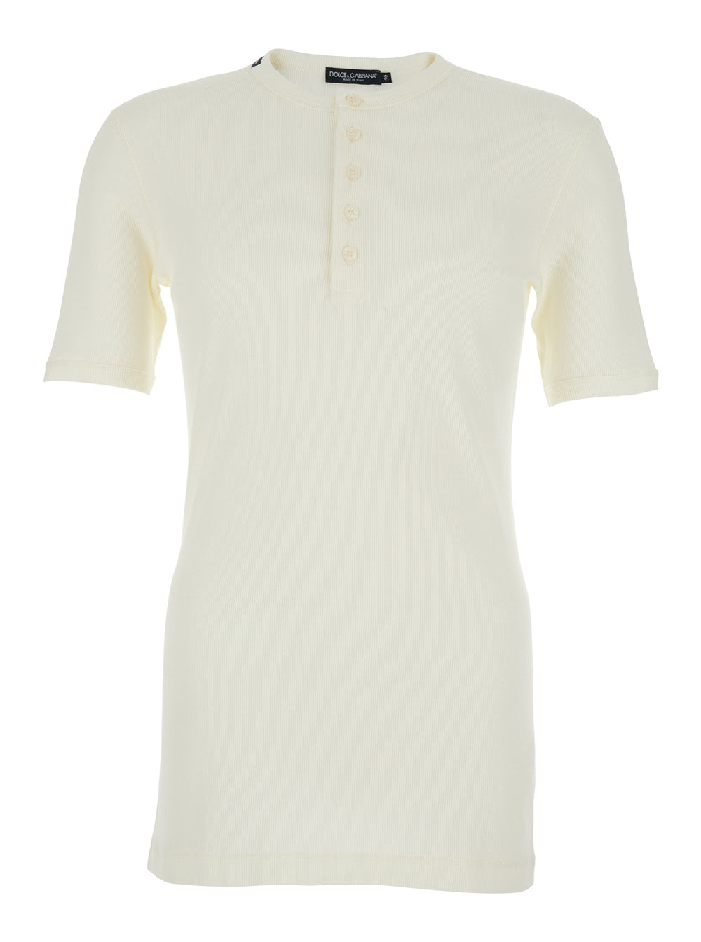 White T-Shirt SERAFINO with Round Neck and Short Sleeves in Cotton Men Tshirts Polo Shirts