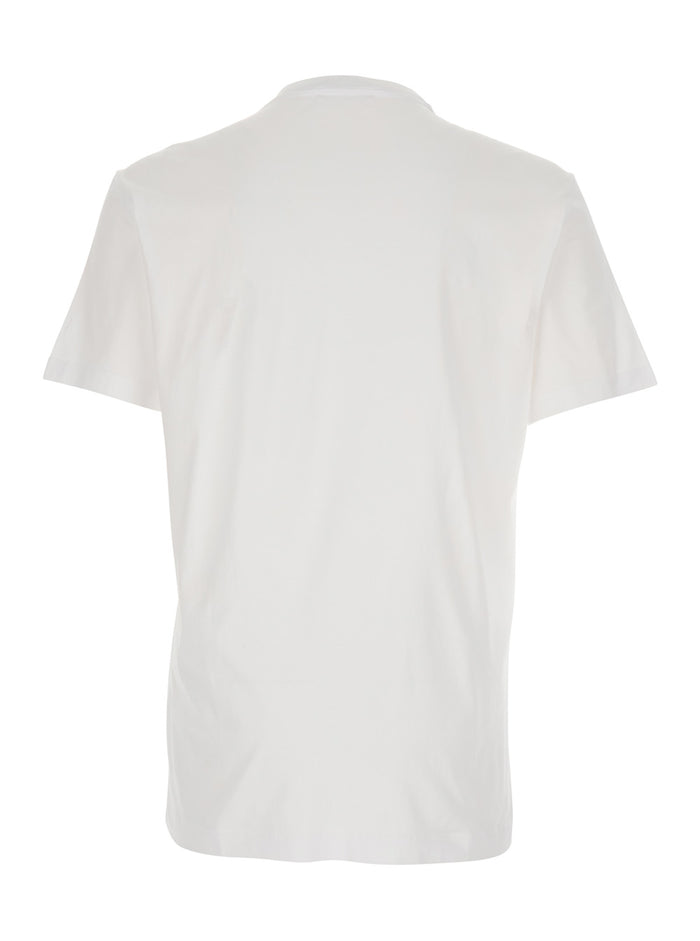 White T-Shirt with Logo on the Front in Cotton for Men Tshirts And Polo Shirts