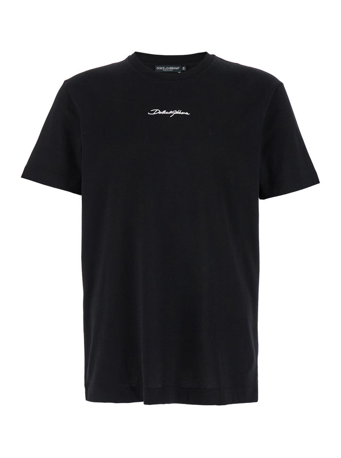 Black T-Shirt with Signature Logo Print in Cotton for Men Tshirts And Polo Shirts