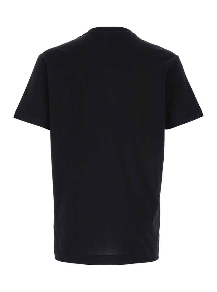 Black T-Shirt with Signature Logo Print in Cotton for Men Tshirts And Polo Shirts