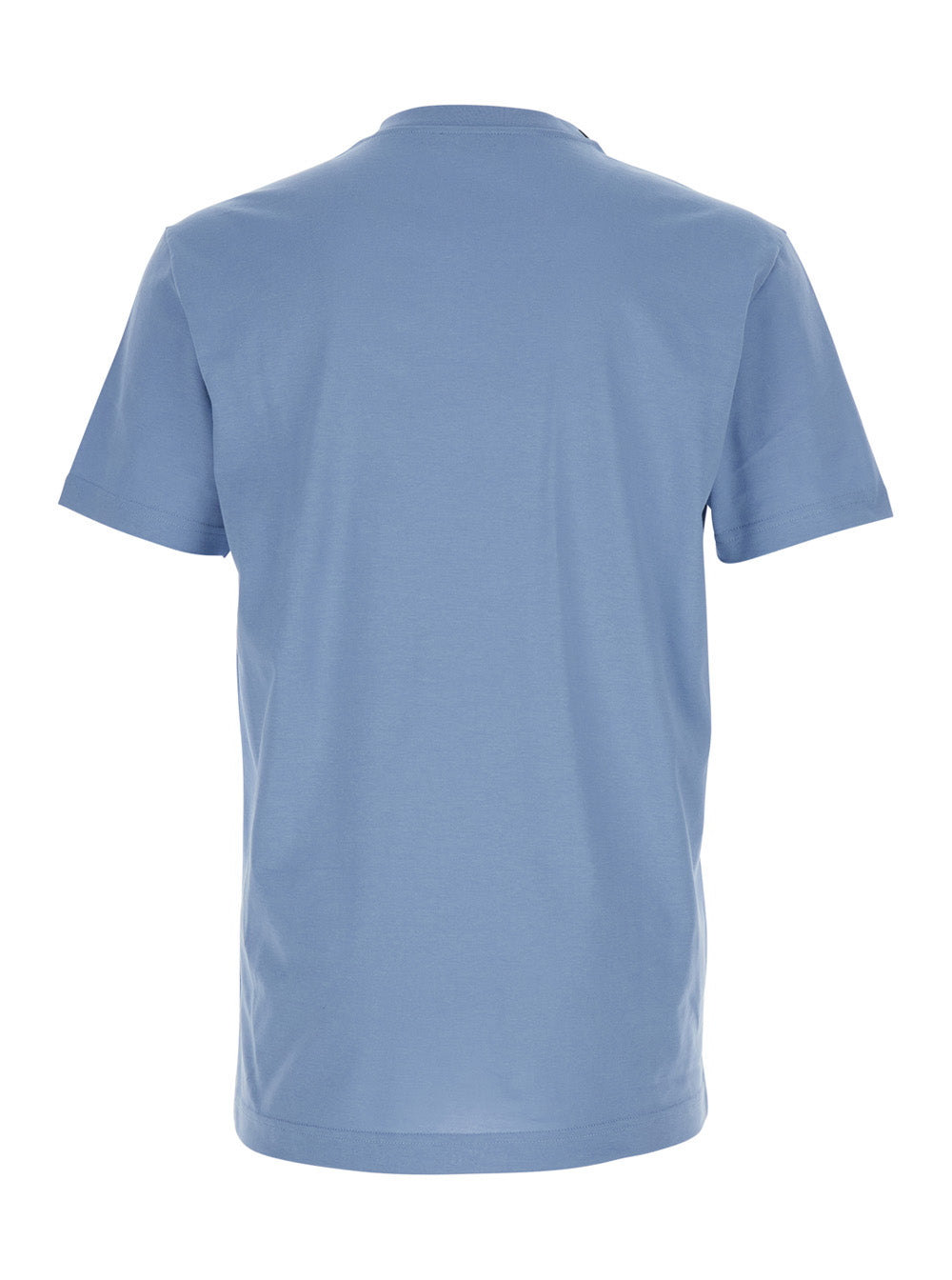 Light Blue Crew Neck T-Shirt With Logo Embroidery On The Front Cotton For Men Tshirts And Polo Shirts