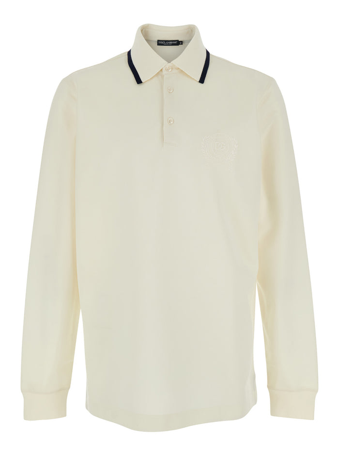 White T-shirt ML PIQUET with classic collar and long sleeves in Tech Fabric men Polyester Tshirts Polo Shirts