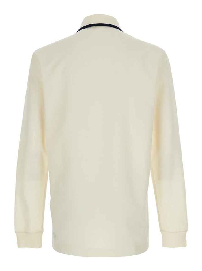 White T-shirt ML PIQUET with classic collar and long sleeves in Tech Fabric men Polyester Tshirts Polo Shirts