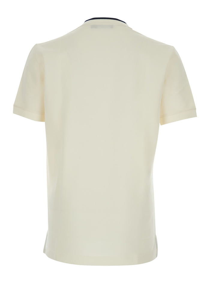 White Crew Neck T-shirt with logo on the front in Tech Fabric men Polyester Tshirts And Polo Shirts