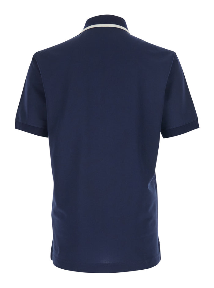 Blue Polo Shirt with Logo on the Front in Tech Fabric for Men Blu Polyester Tshirts And