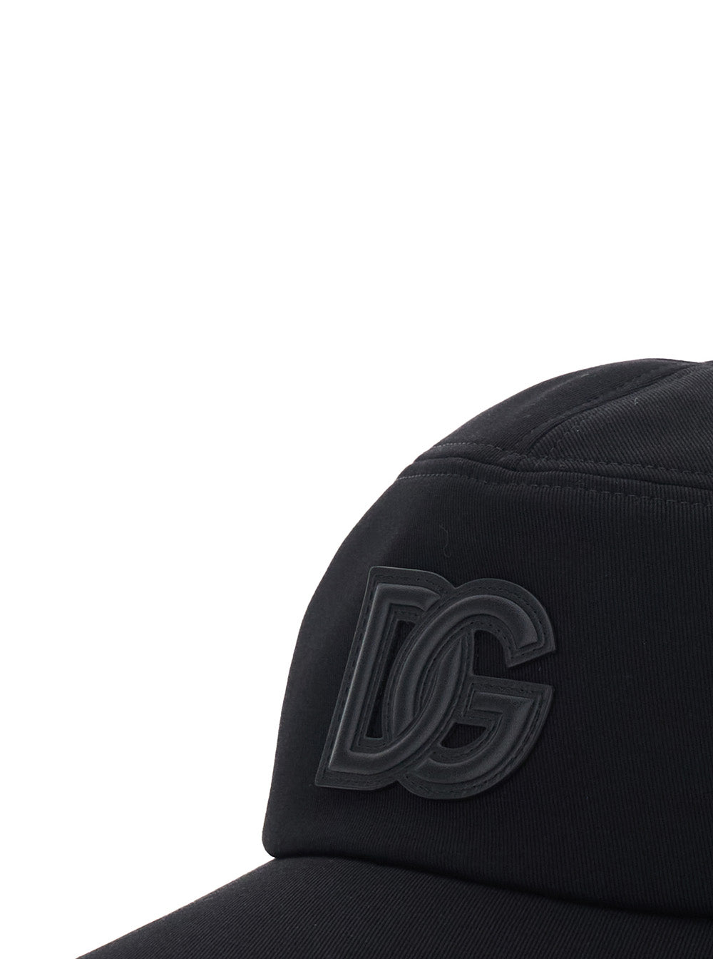 Black Baseball Cap with Front Logo Patch in Cotton for Men Viscose Hats And Gloves