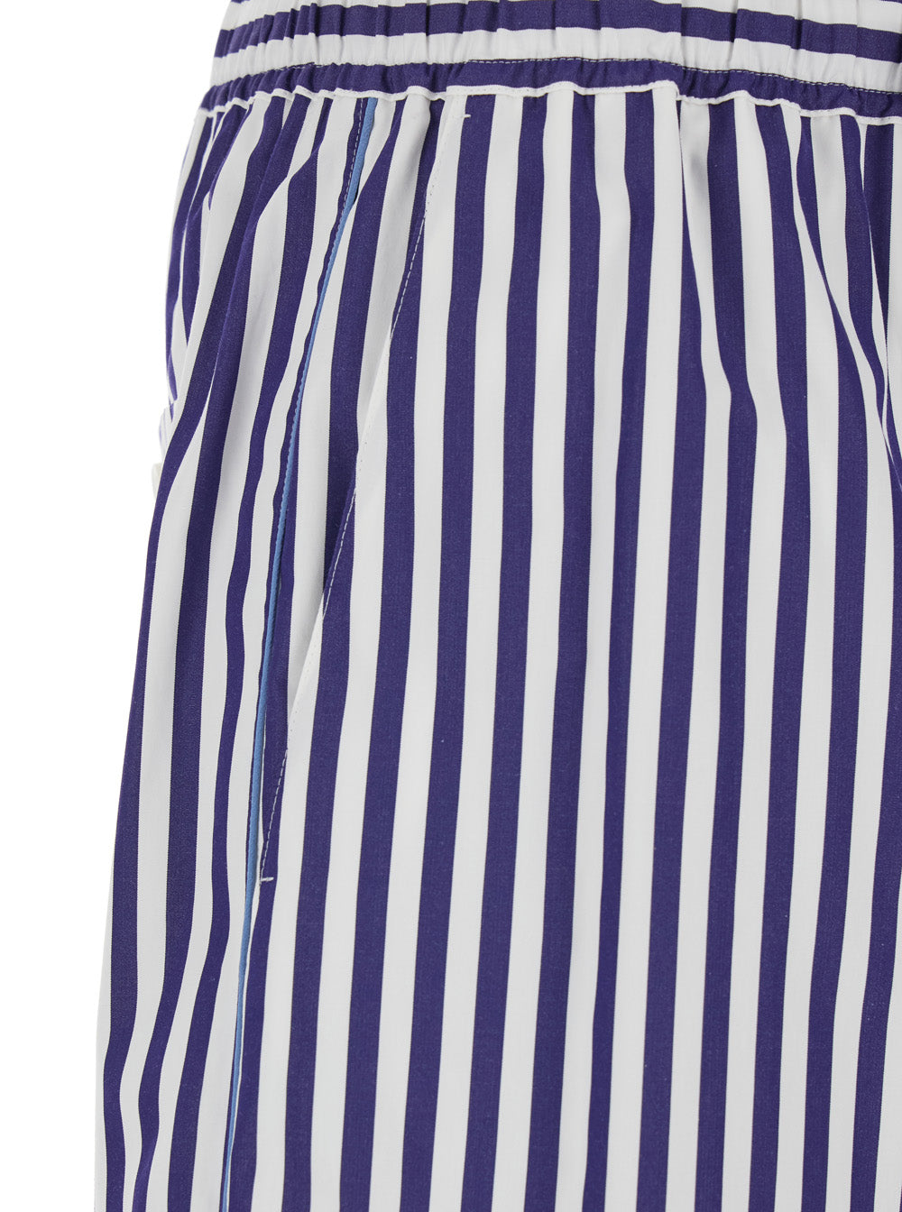 Blue Bermuda Shorts with Striped motif and Elastic Waist In Cotton for Men Blu