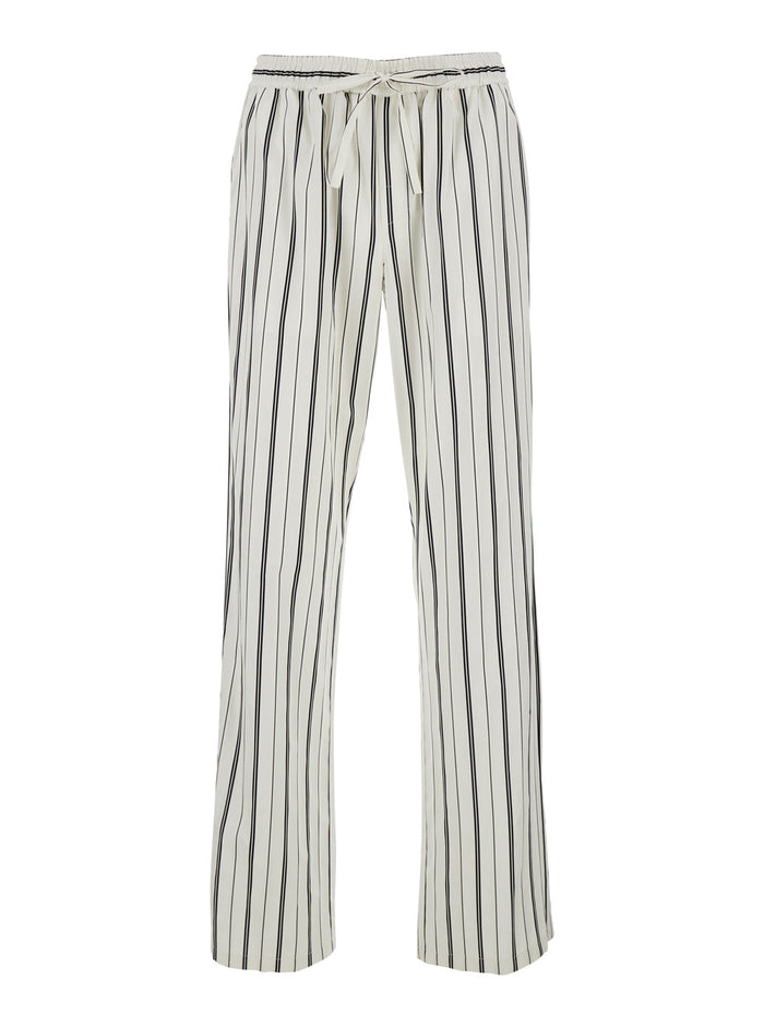 Pants Striped Poplin With Vertical Stripe Design In White-Black For Men White/black Cotton Trousers