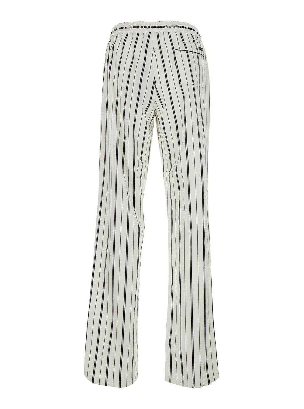 Pants Striped Poplin With Vertical Stripe Design In White-Black For Men White/black Cotton Trousers