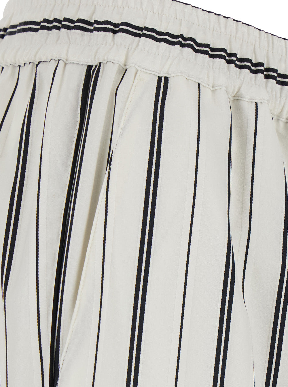 Pants Striped Poplin With Vertical Stripe Design In White-Black For Men White/black Cotton Trousers