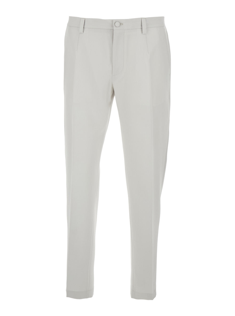 Beige Pants with Side Pockets and Zip Closure in Wool for Men Virgin Trousers