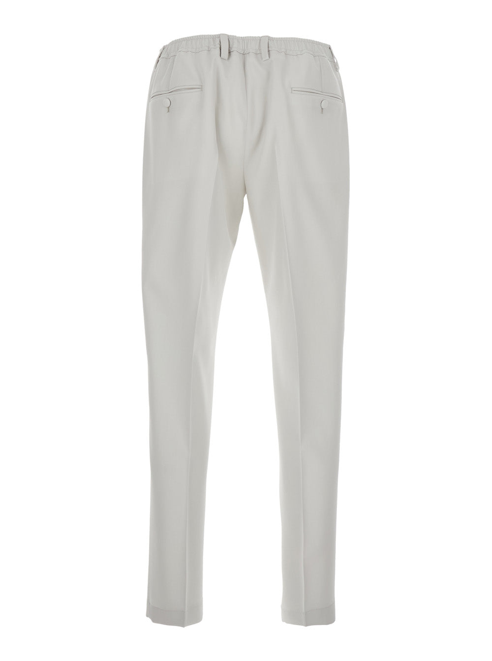 Beige Pants with Side Pockets and Zip Closure in Wool for Men Virgin Trousers
