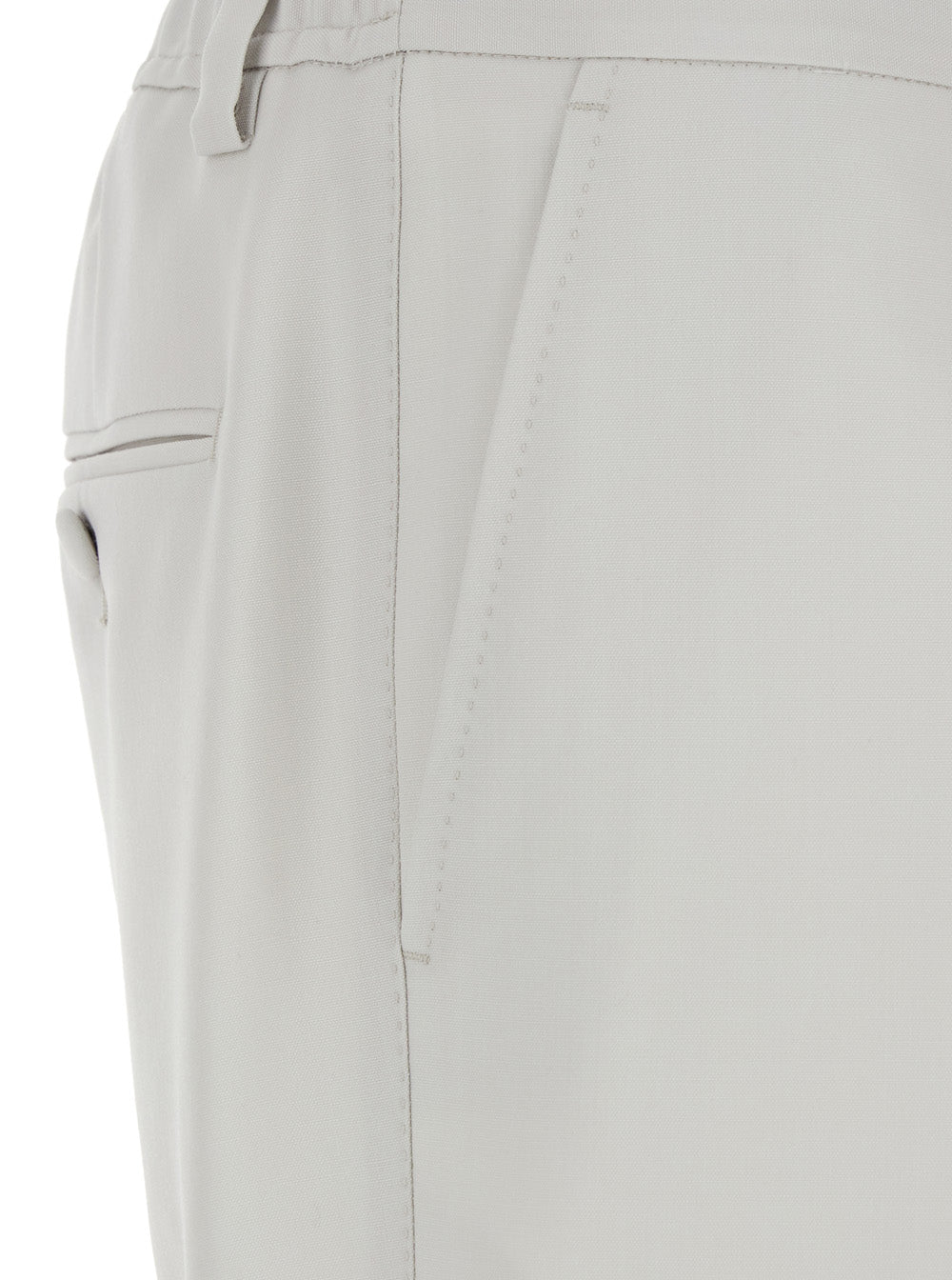 Beige Pants with Side Pockets and Zip Closure in Wool for Men Virgin Trousers