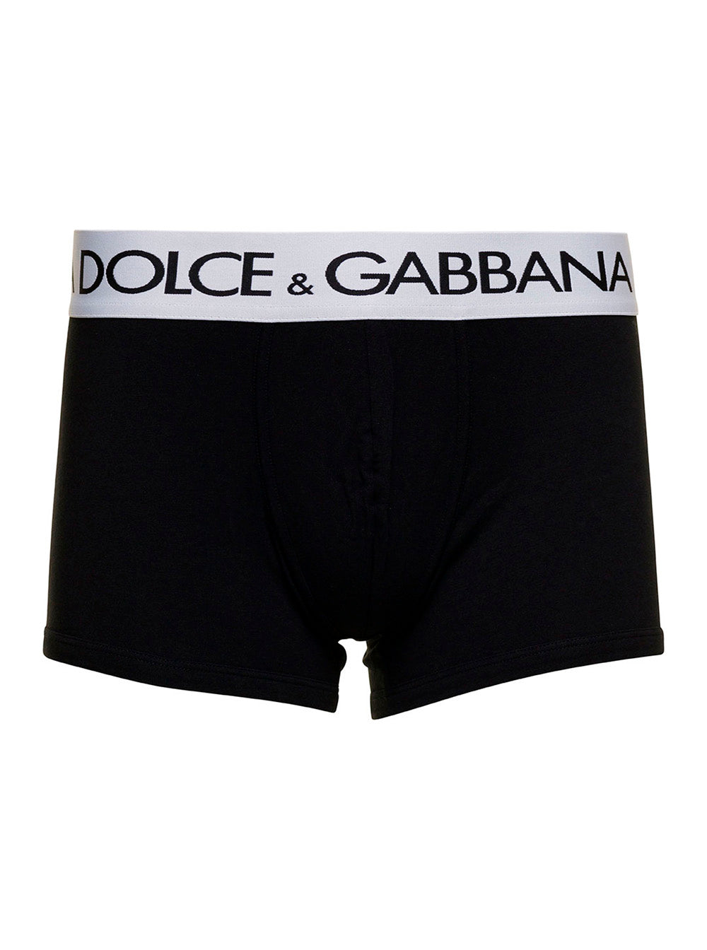 Black Boxer with Contrast Logo Band in Stretch Cotton for Men Elastane Underwear