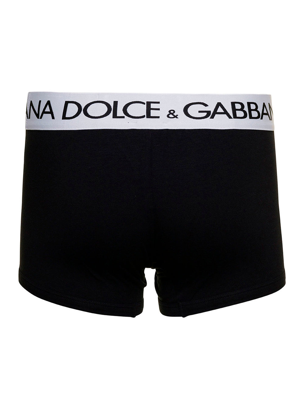 Black Boxer with Contrast Logo Band in Stretch Cotton for Men Elastane Underwear