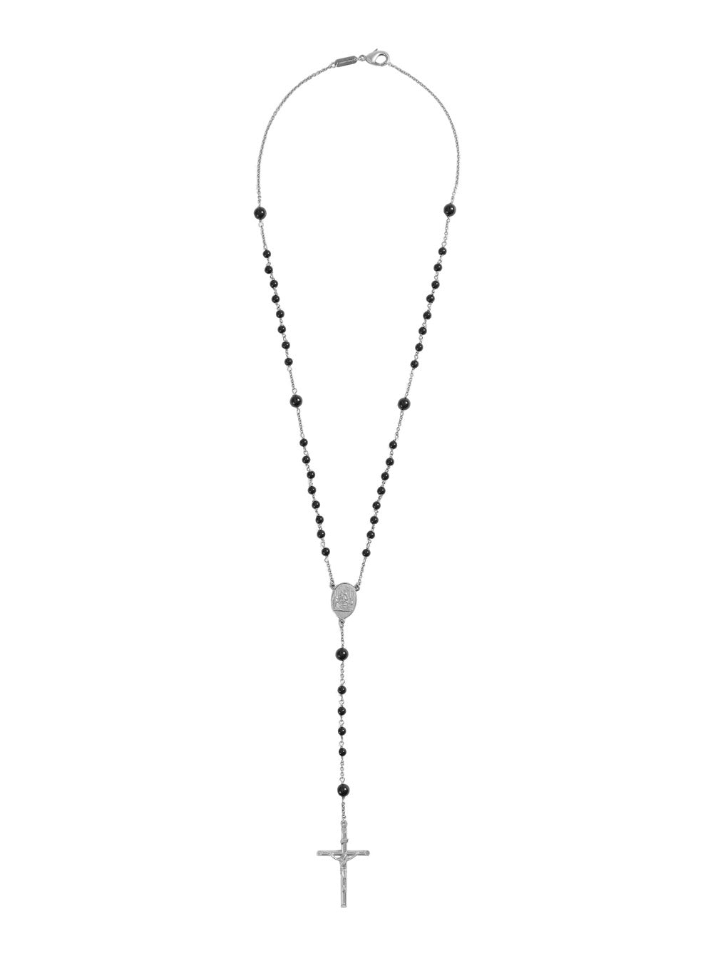 Silver Necklace with Cross Pendant and Clasp Closure on the Back in Brass for Men Metallic Necklaces