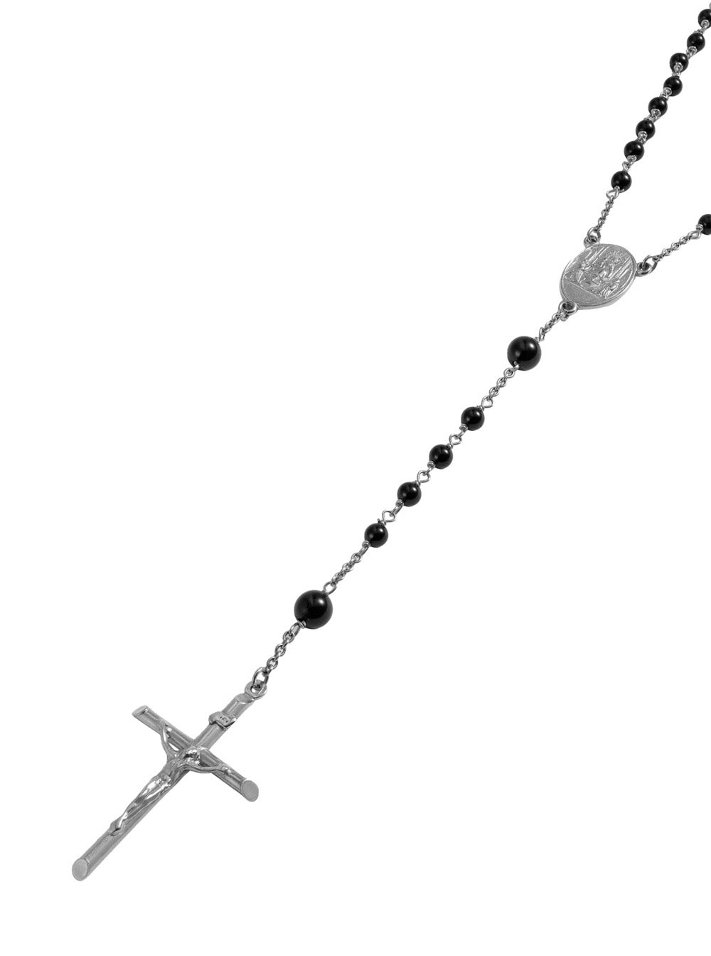 Silver Necklace with Cross Pendant and Clasp Closure on the Back in Brass for Men Metallic Necklaces