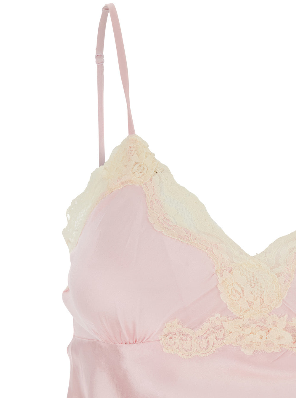 V-Neck Top With Lace Details In Pink Fabric For Women Tops