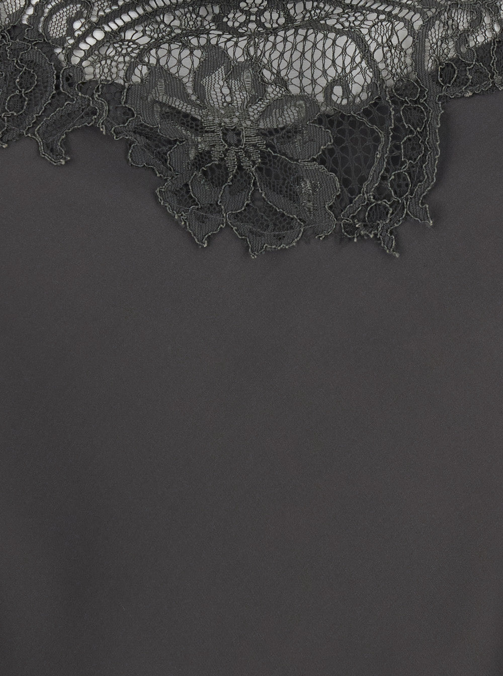 Black Dress With Lace Embroidery Details And Thin Straps Fabric Woman