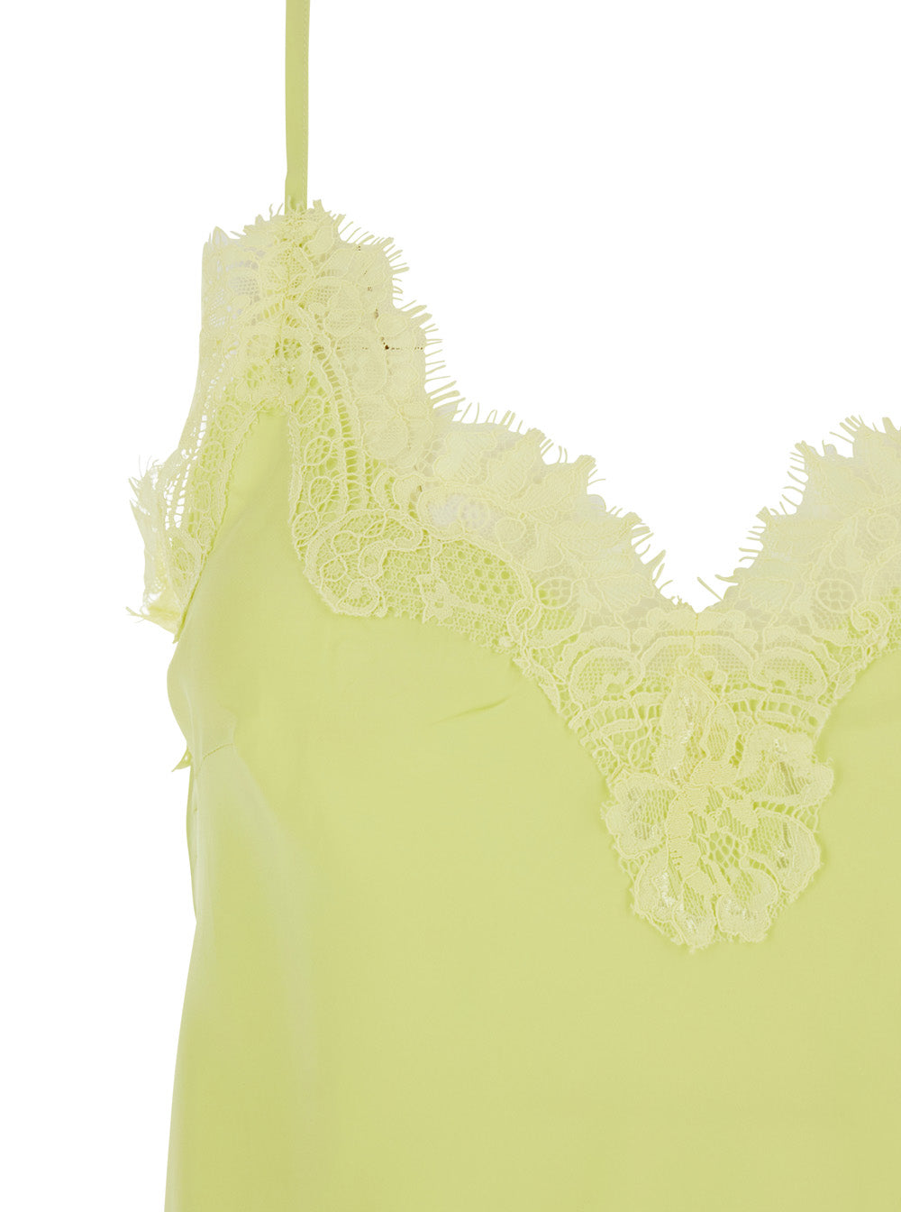 Top GOLD HAWK Yellow with Lace Trim Details and Thin Straps Womens Fabric Tops